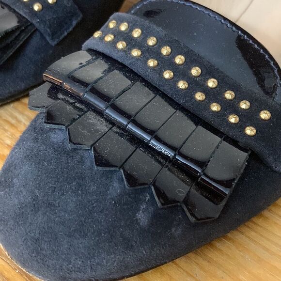 Napoleoni Suede Made in Italy Heeled Loafers Office Work Size 38 - Picture 9 of 11